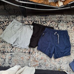 Men's Casual athletic Shorts - Black, Gray, and Blue 3 pack 5 inch inseams